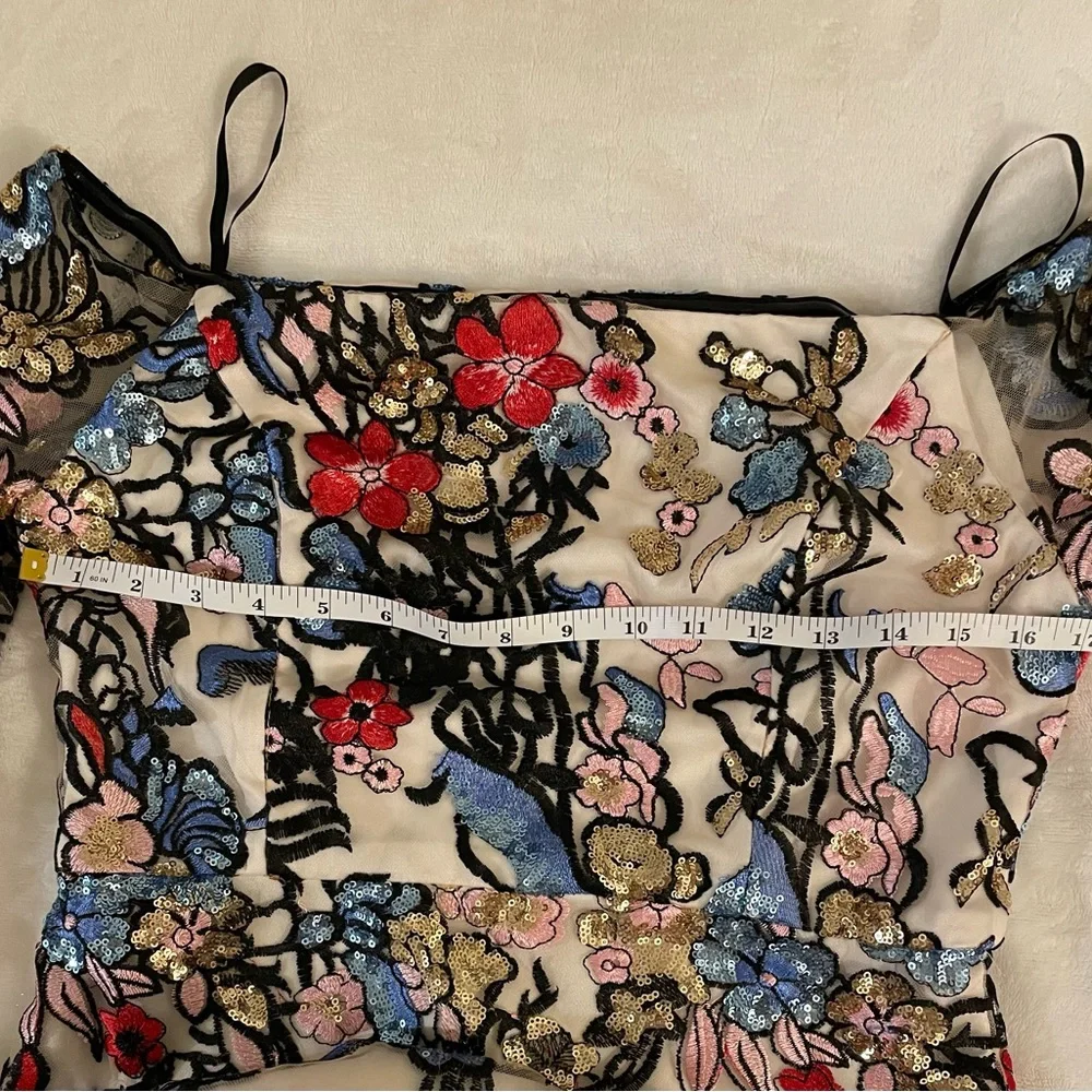 🌹🆕 Alexia Admor Embroidered fit and flare Sequin Formal Wedding Dress Size 10 - Picture 13 of 16